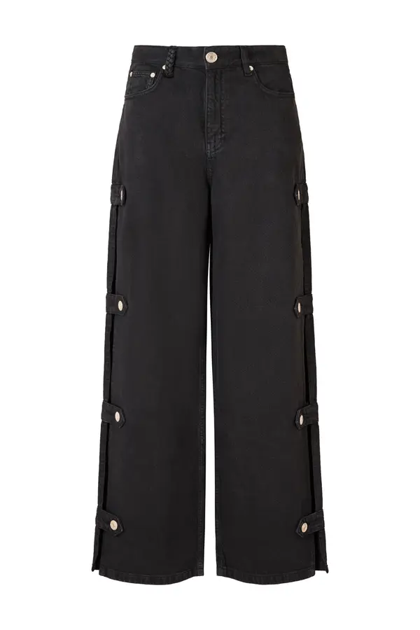 Buttoned Wide Leg Pants