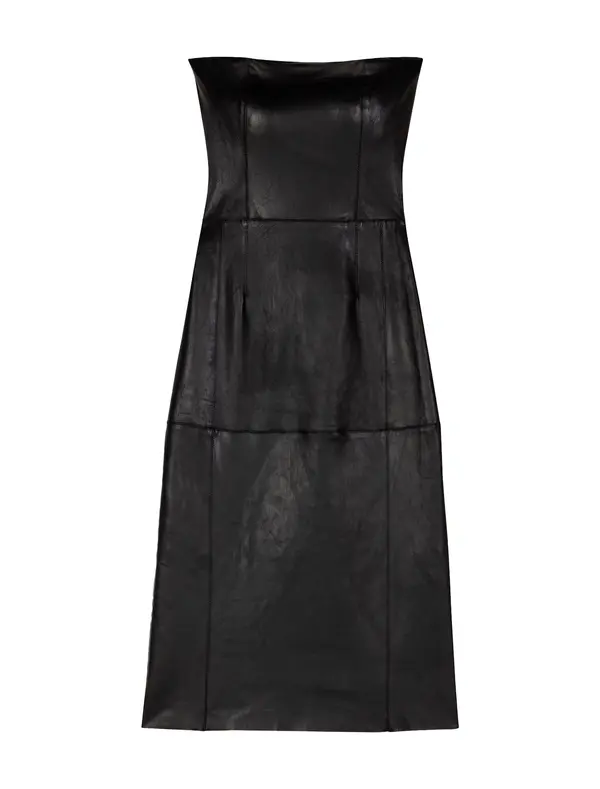 Bustier Stretch Leather Midi Dress