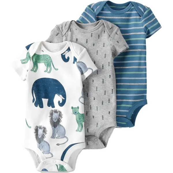 Little Planet Baby 3-Pack Organic Cotton Bodysuits Safari