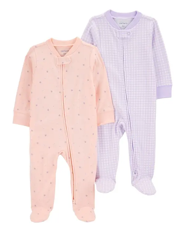 2-Pack Print 2-Way Zip Cotton Sleep & Play Pajamas