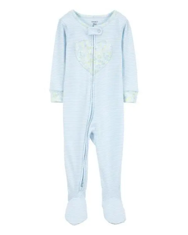 1-Piece Heart Cotton Footie Pajamas