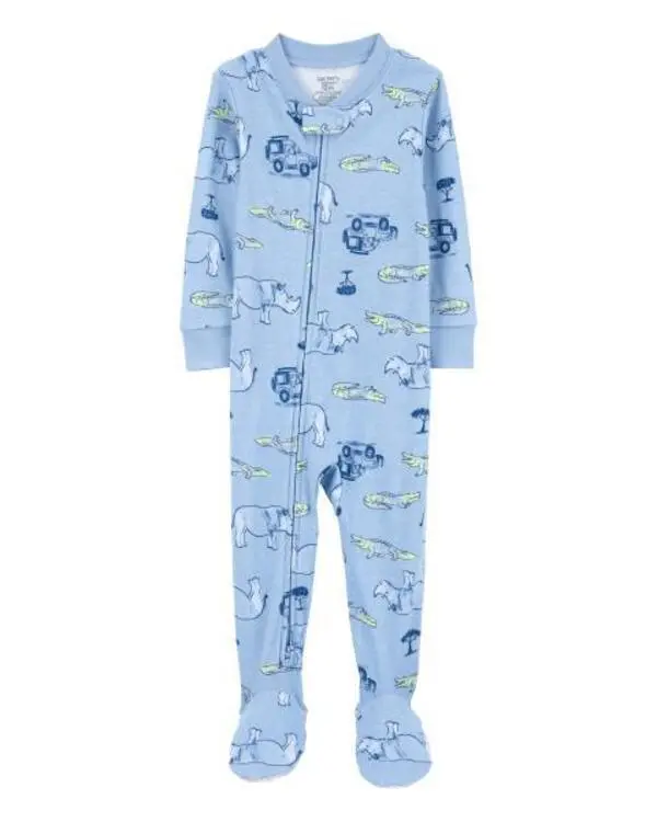 1-Piece Safari Cotton Footie Pajamas