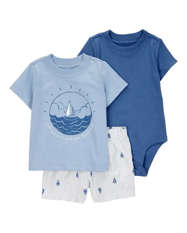 3-Piece Sailboat Little Short Set
