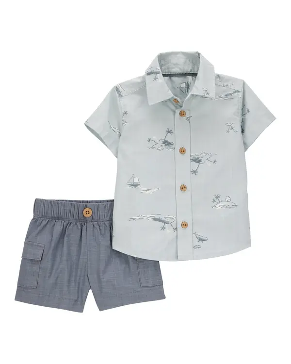 2-Piece Buttondown Short Set