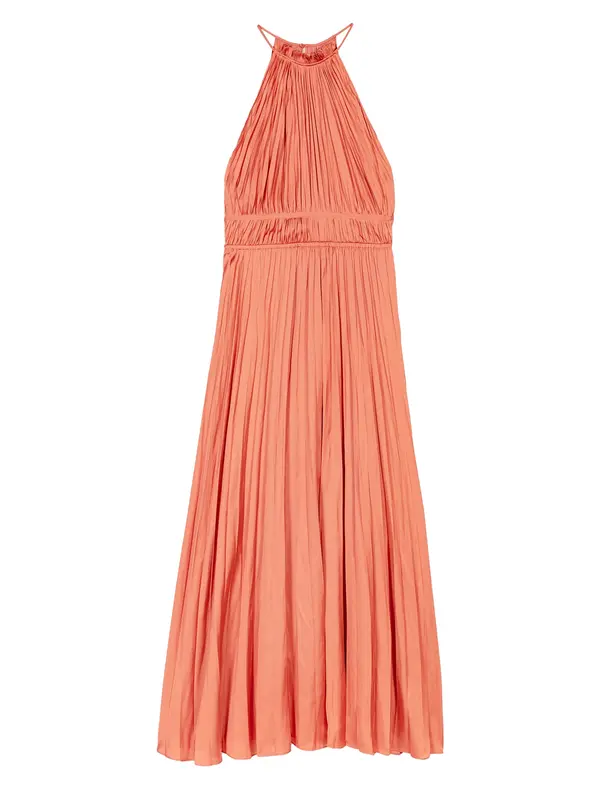 Plisse-Effect Maxi Dress
