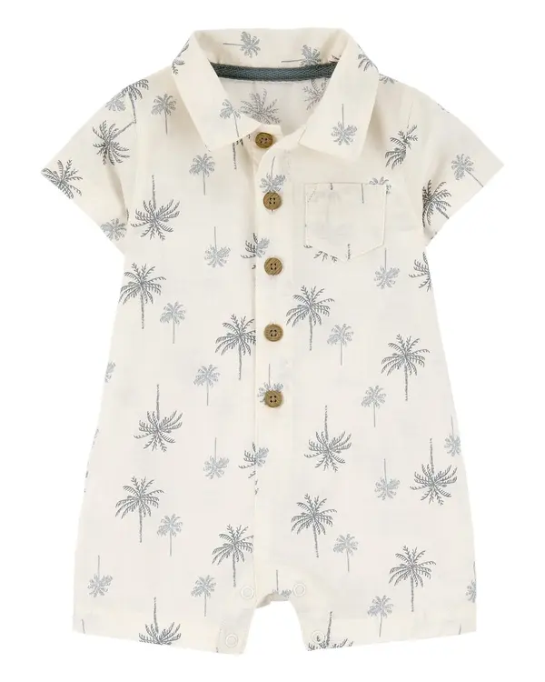 Palm Tree Cotton Romper
