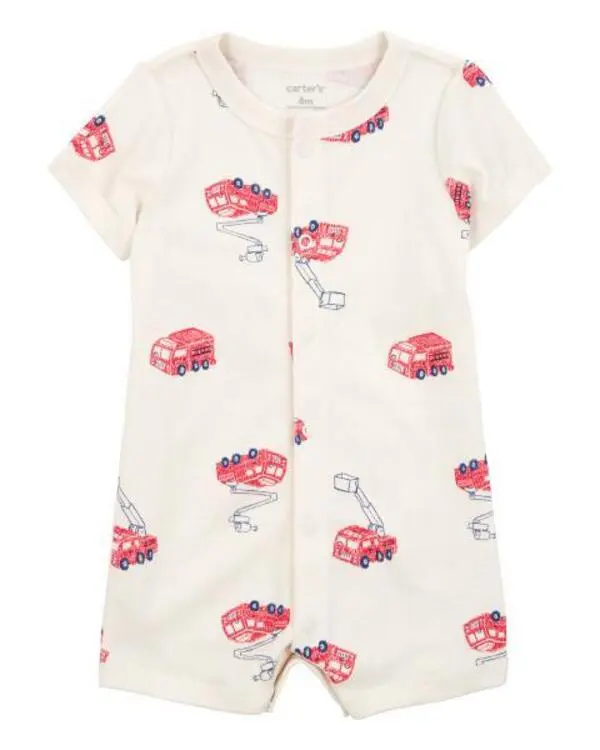 Fire Truck Short-Sleeve Romper