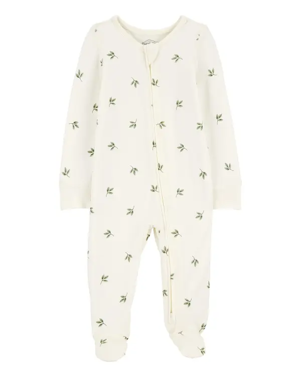 Leaf Print Zip-Up PurelySoft Sleep & Play Pajamas