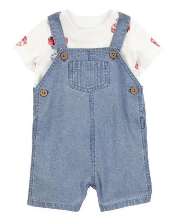 2-Piece Fire Truck Tee & Shortall Set