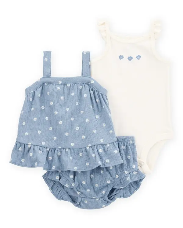 3-Piece Shell Print Little Short Set