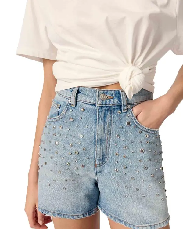 Studded Denim Shorts