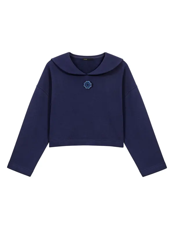 Cropped Sweatshirt With Embroidery