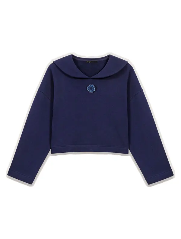 Cropped Sweatshirt With Embroidery