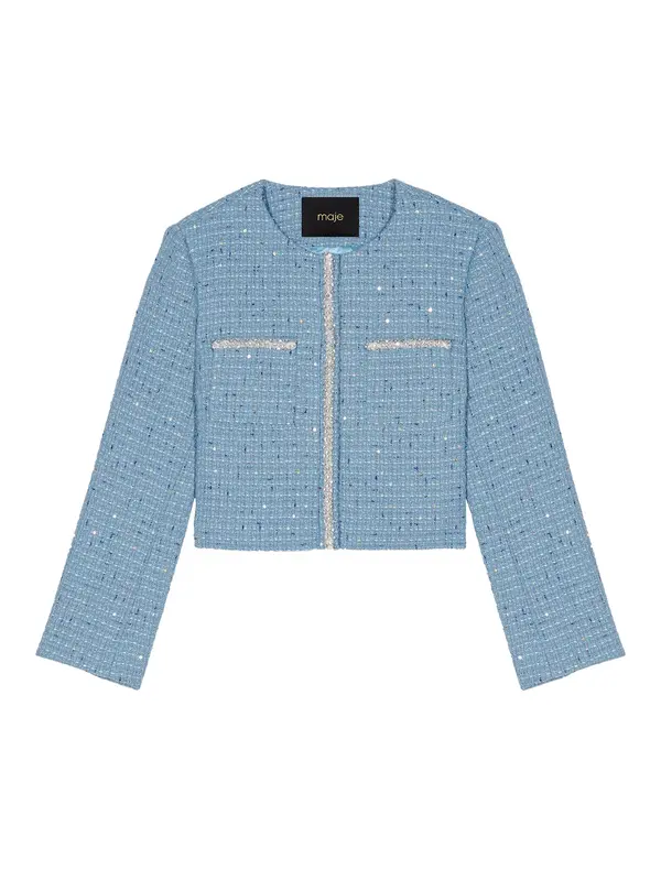 Short Sequin Tweed Jacket