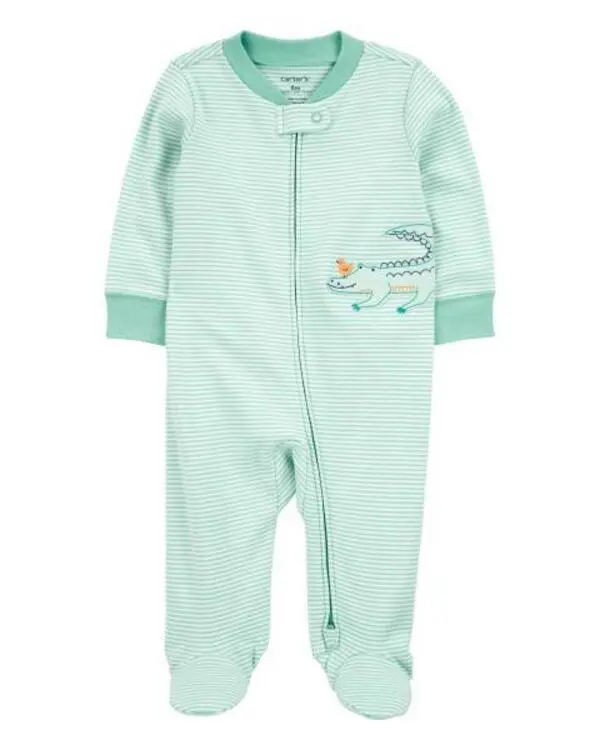 Alligator 2-Way Zip Cotton Sleep & Play Pajamas
