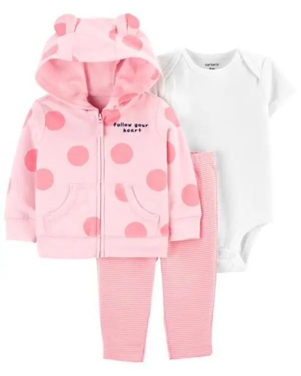 Pink Dot Cardigan Set
