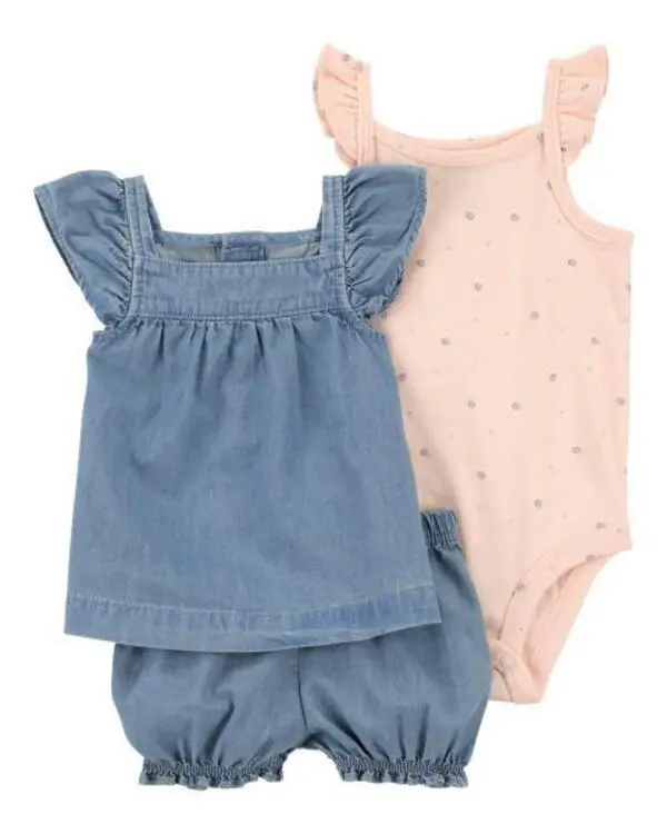 3-Piece Chambray Outfit Set