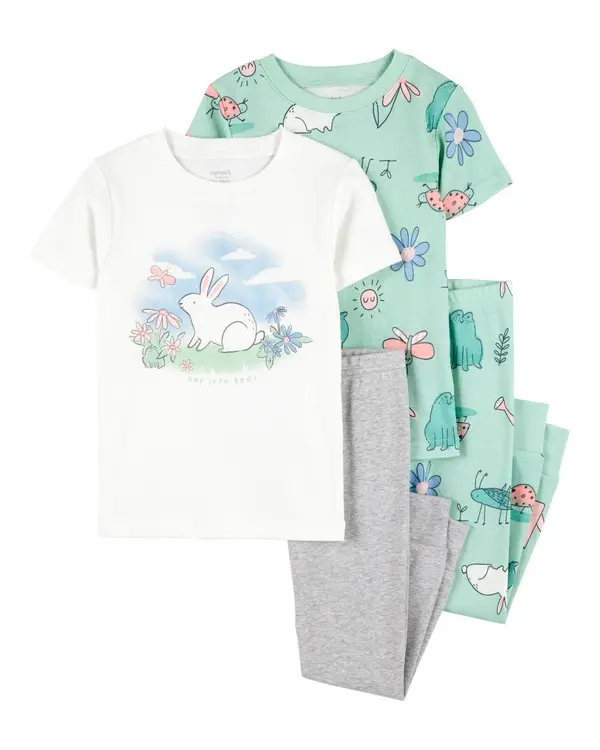 4-Piece Bunny Cotton Pajamas