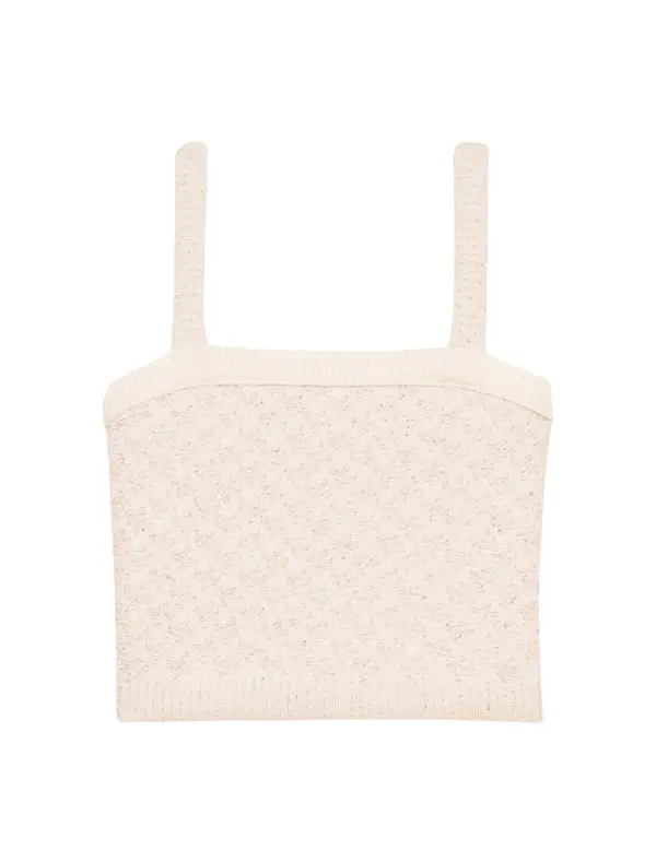 Tweed Effect Knit Cropped Top
