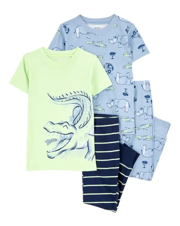 4-Piece Alligator Cotton Pajamas