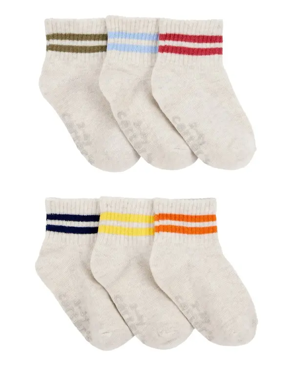 6-Pack Striped Ankle Socks