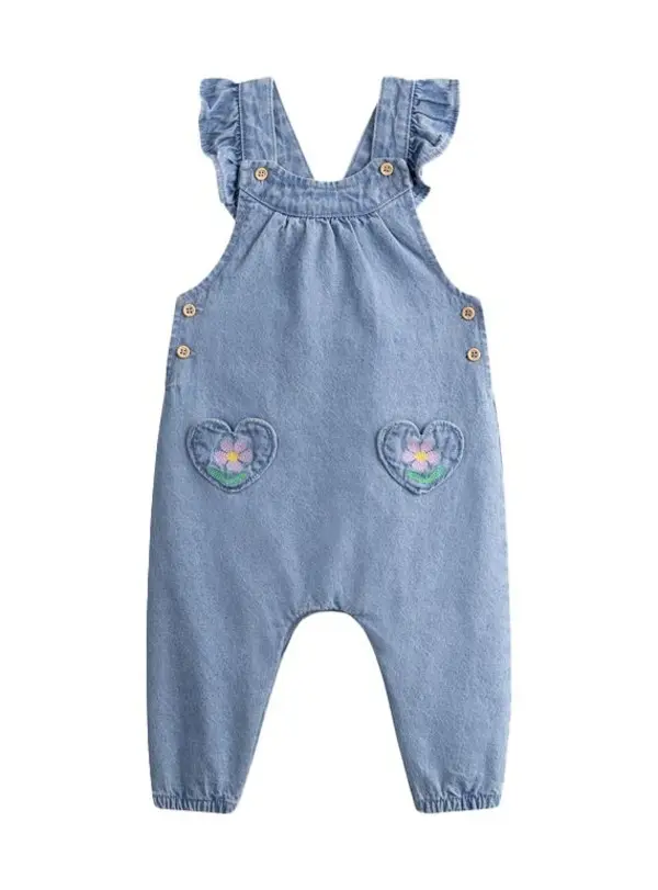 Light Wash Denim Heart Pocket Overalls