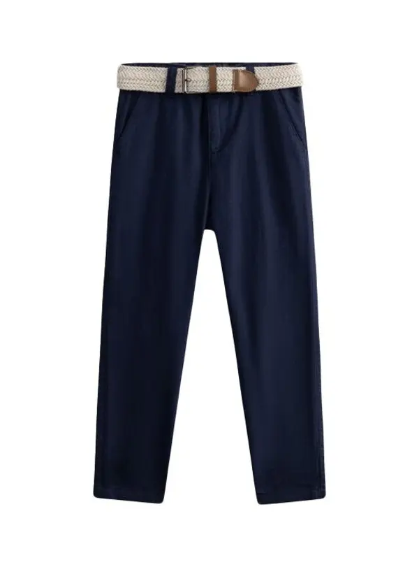 Braided Belt Cropped Trousers