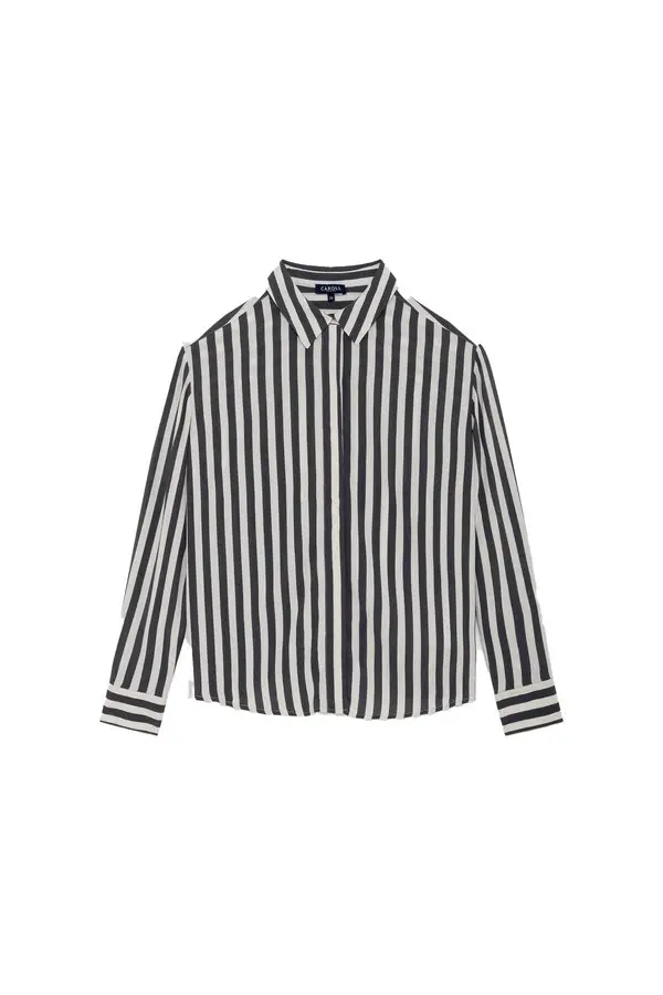 Striped Polo Collar Caby Shirt