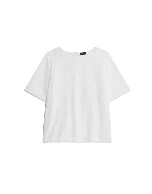 Textured Lace-Effect T-Boxy T-Shirt