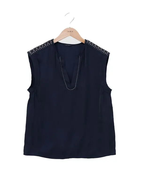Jewel-Decorated Shoulder Top