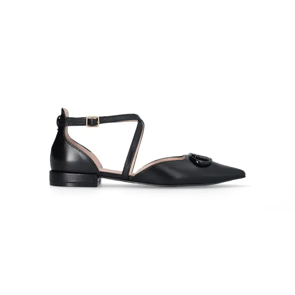   Cross Straps Ballet Flats with Maxi Logo