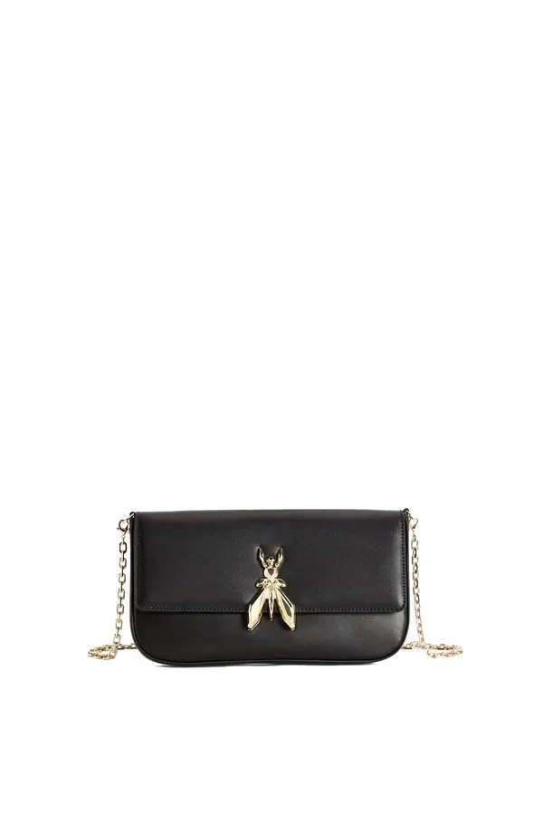Fly Leather Clutch Bag with Chain