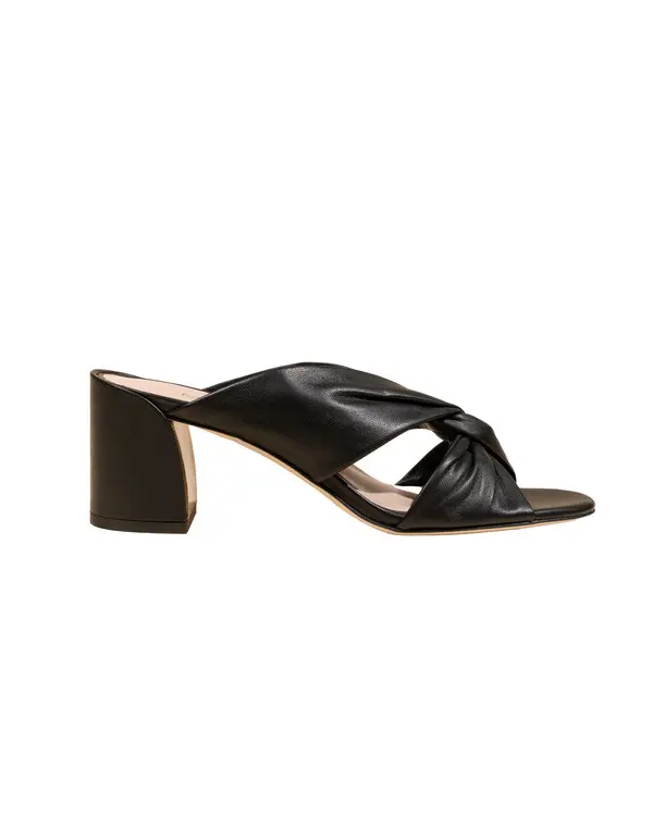Twisted Black Leather Mule