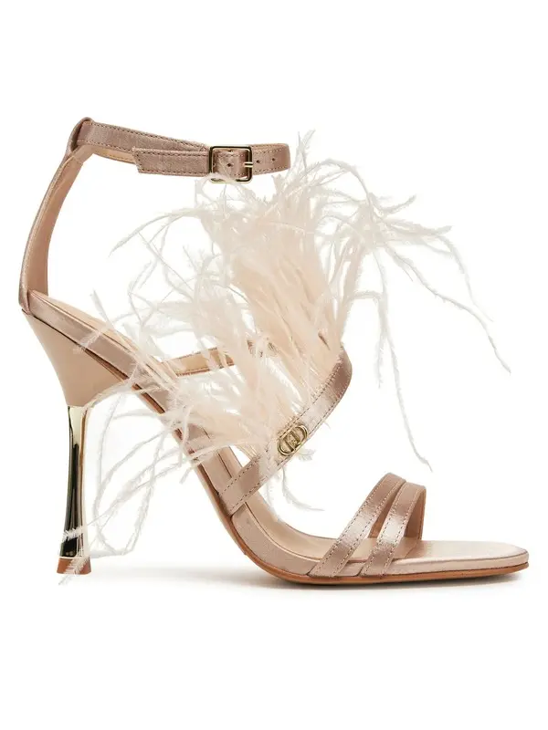 High Heel Sandals with Feathers