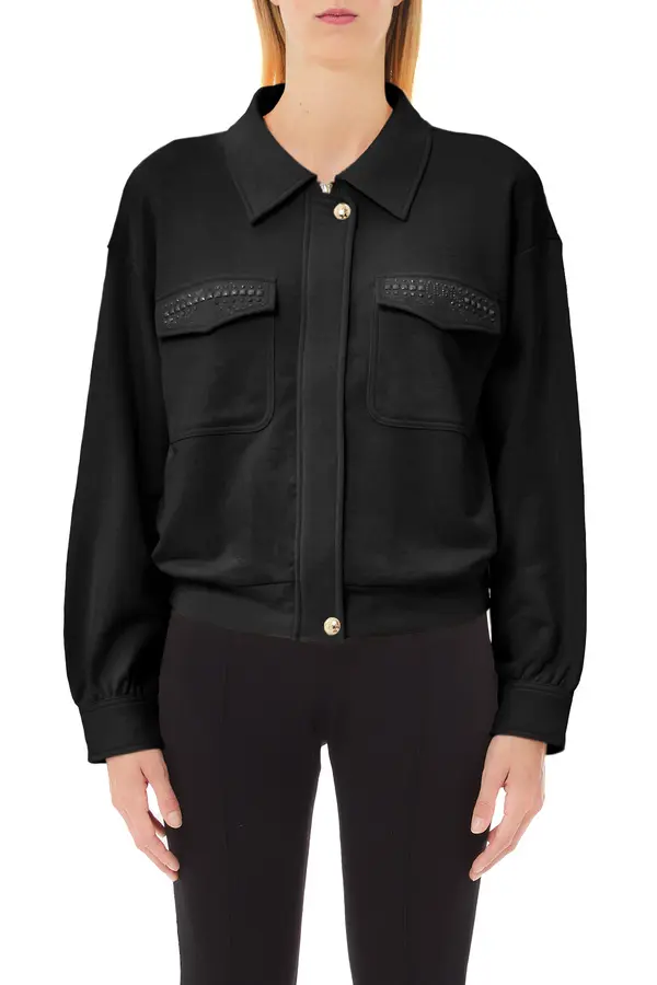 Rhinstones Pockets Jacket 