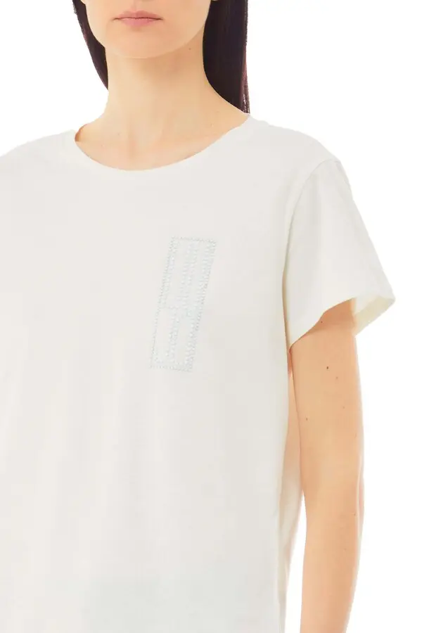  T-shirt with Logo and Gemstones