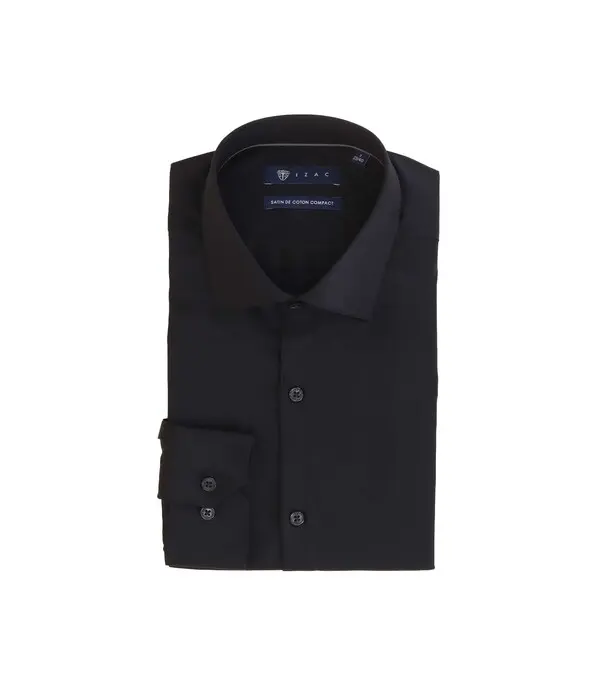 Long-sleeved cotton satin shirt