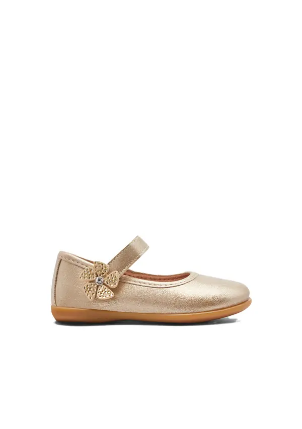 Gold Flower Strap Ballerinas