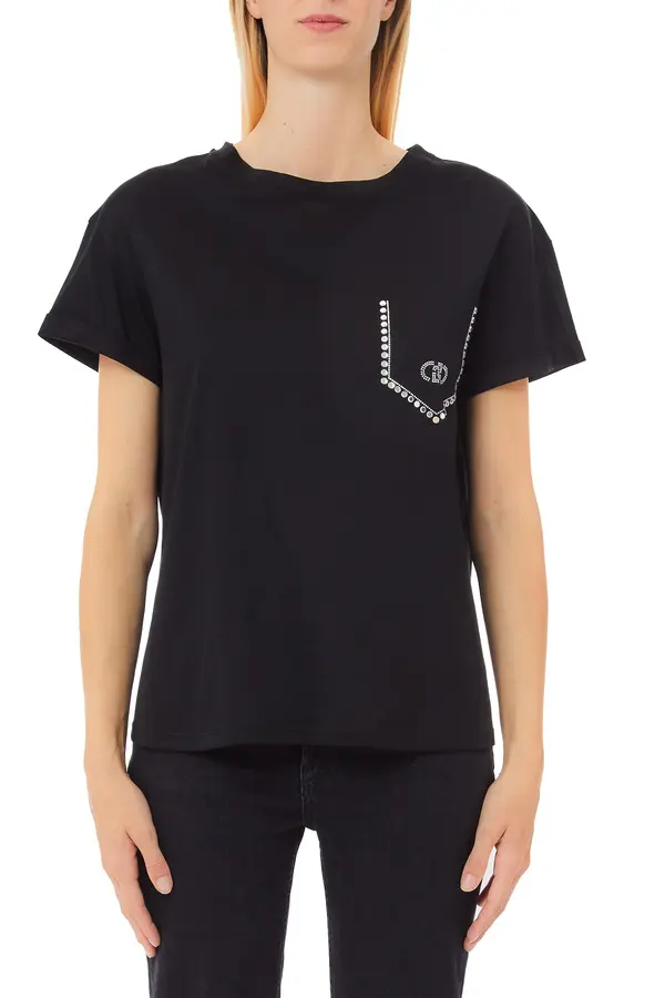 Short Sleeve T-shirt with Rhinestones
