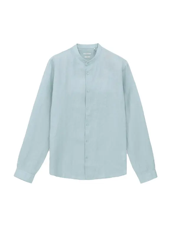 REGULAR chalk Mandarin collar linen shirt