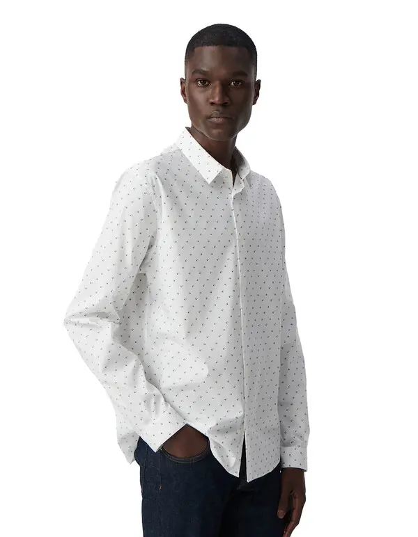 SLIM white shirt with minimalist moon print