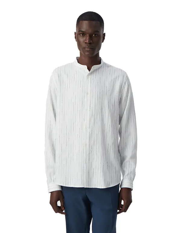 REGULAR white embroidery storm stripes shirt