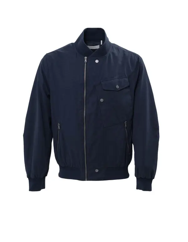 Velvety nylon ink bomber jacket