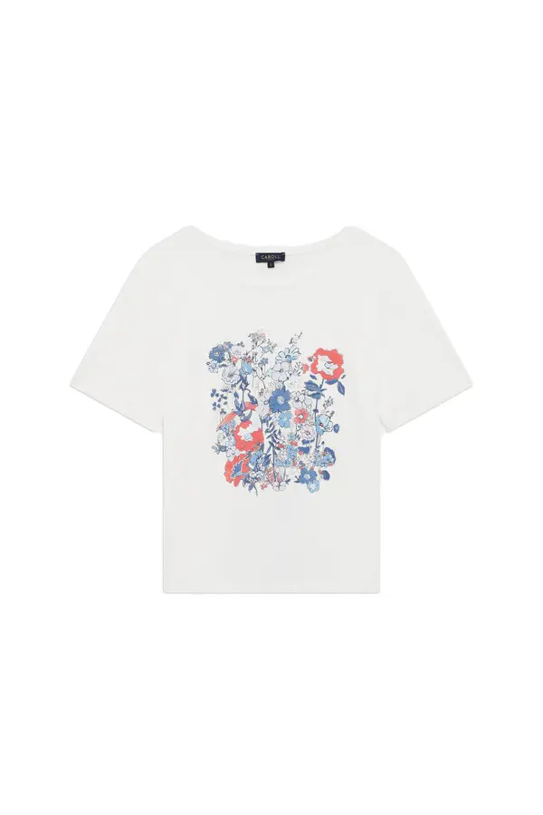 Short Sleeve Tee with Vibrant Flower Graphic