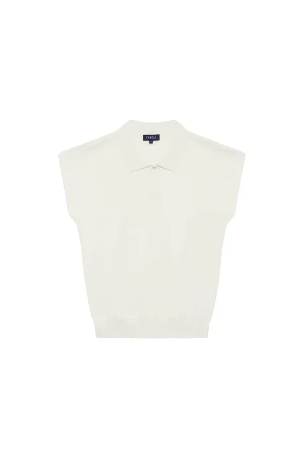 Sleeveless Shirt Collar Top