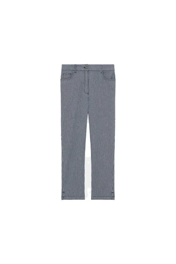 Slim Fit Striped Capri Trousers