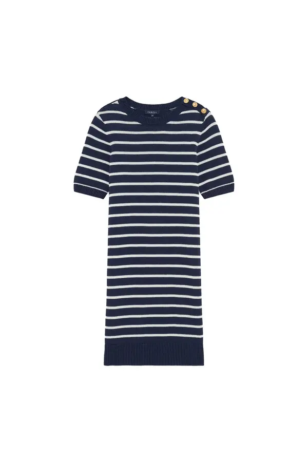 Striped Short Sleeves Short Dress