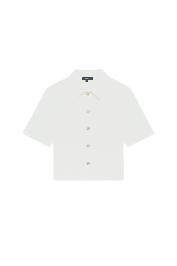 Short Sleeve Shirt with Gold Buttons