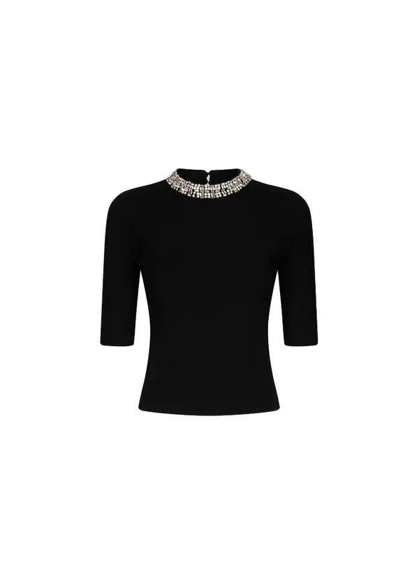 Bejewelled Embellishment Crop Top 