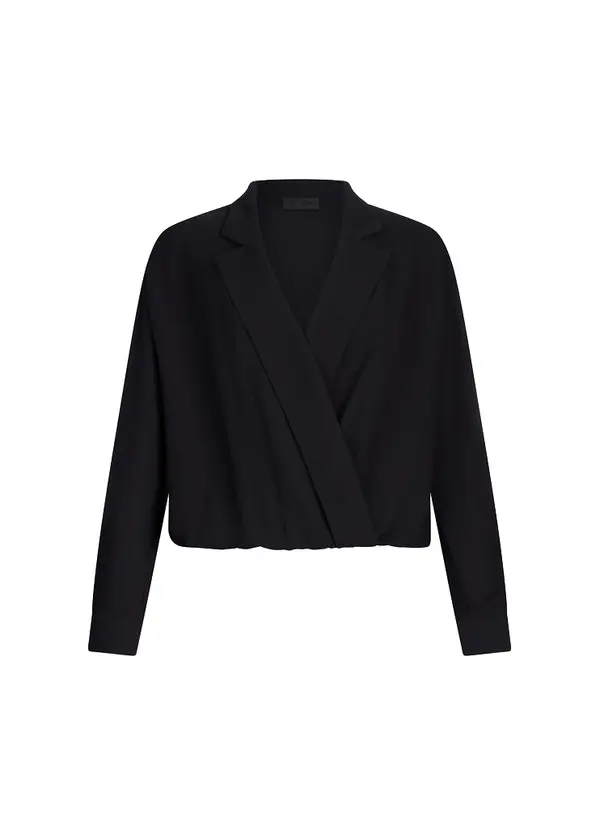  Long Sleeve Wrap Front Blouse